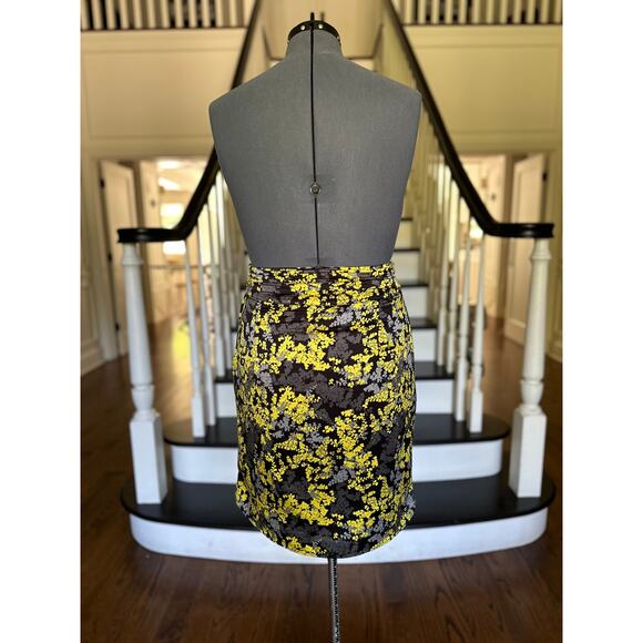 H&M Layered Tulip Skirt Yellow Black Spring Summer Fall Career Modern Casual - Picture 6 of 13